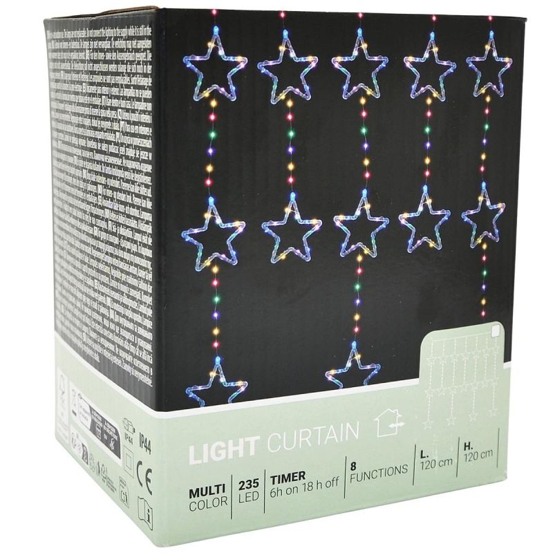 CHRISTMAS TREE LIGHTS LIGHT CURTAIN 120x120 CM 235LED MULTICOLOR STARS