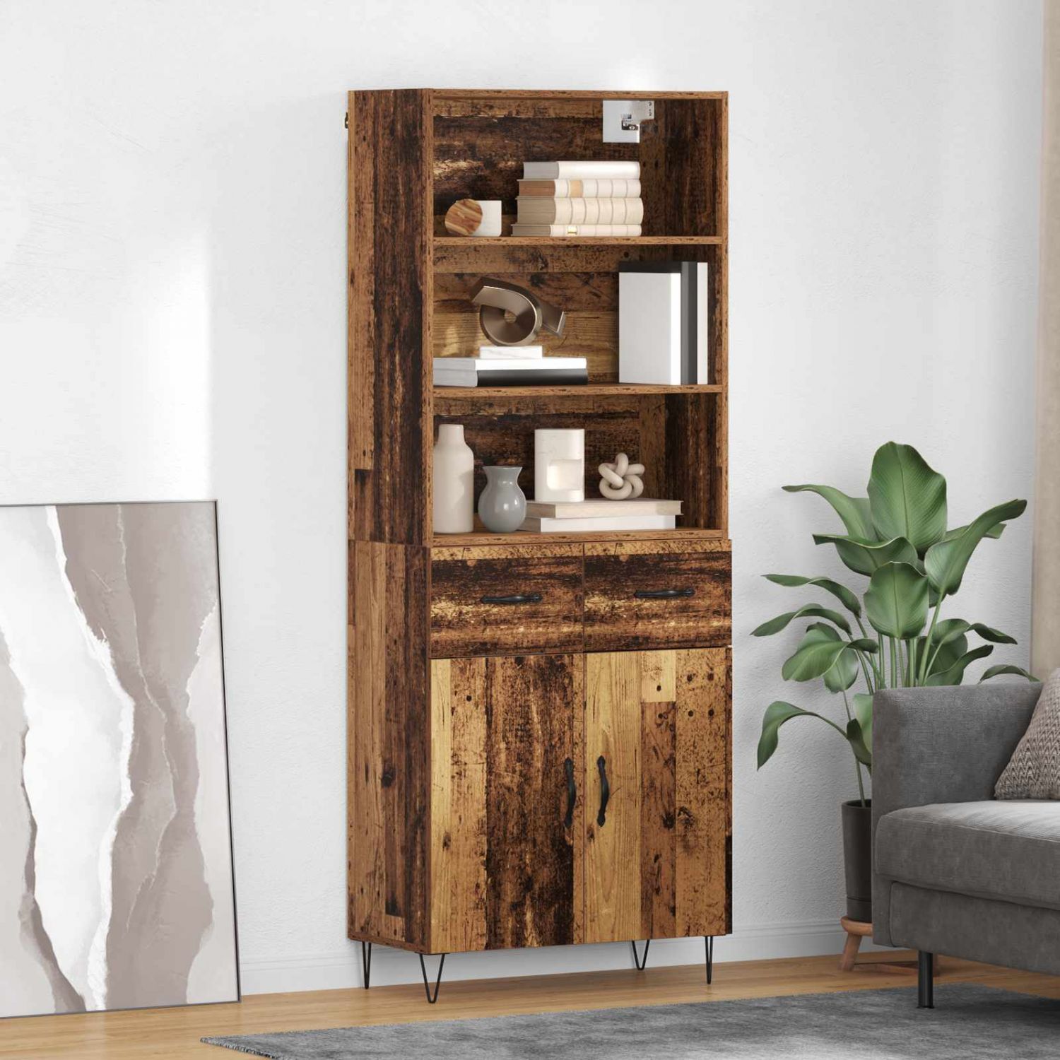 Kõrgushein sahtliga Vana puit 69,5 x 32,5 x 180 cm Tehispuit