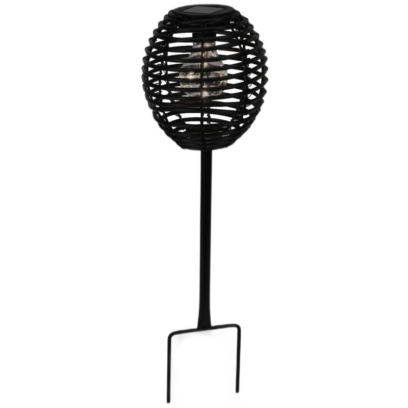 PROGARDEN BLACK RATTAN SOLAR BALL LAMP
