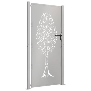 Садовые ворота, 105 x 205 см, кортеновская сталь, дизайн дерева