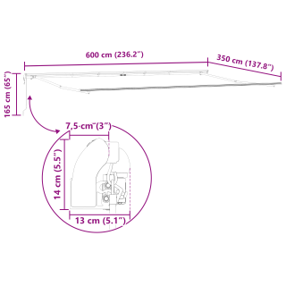 Käigukohandatav varikatus kollane ja oranž 600 × 350 cm kangas