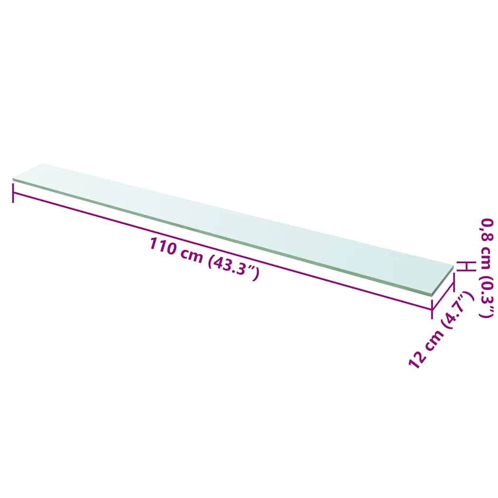 Прозрачная стеклянная полка 110 x 12 см