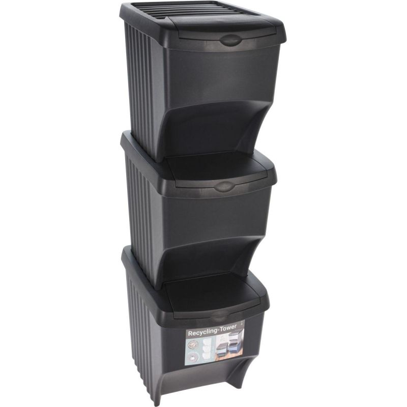 GARBAGE BINS 22 L SET 3 PCS ANTHRACITE
