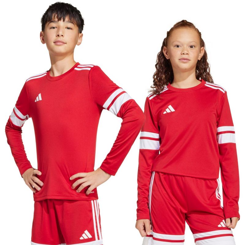 adidas Squadra 25 Long Sleeve Jersey for Kids Red and White JJ0041