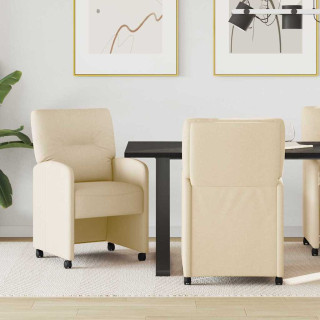 Söögitoa Toolid ratastega 2 pcs cream 57 x 67 x 95 cm kangas