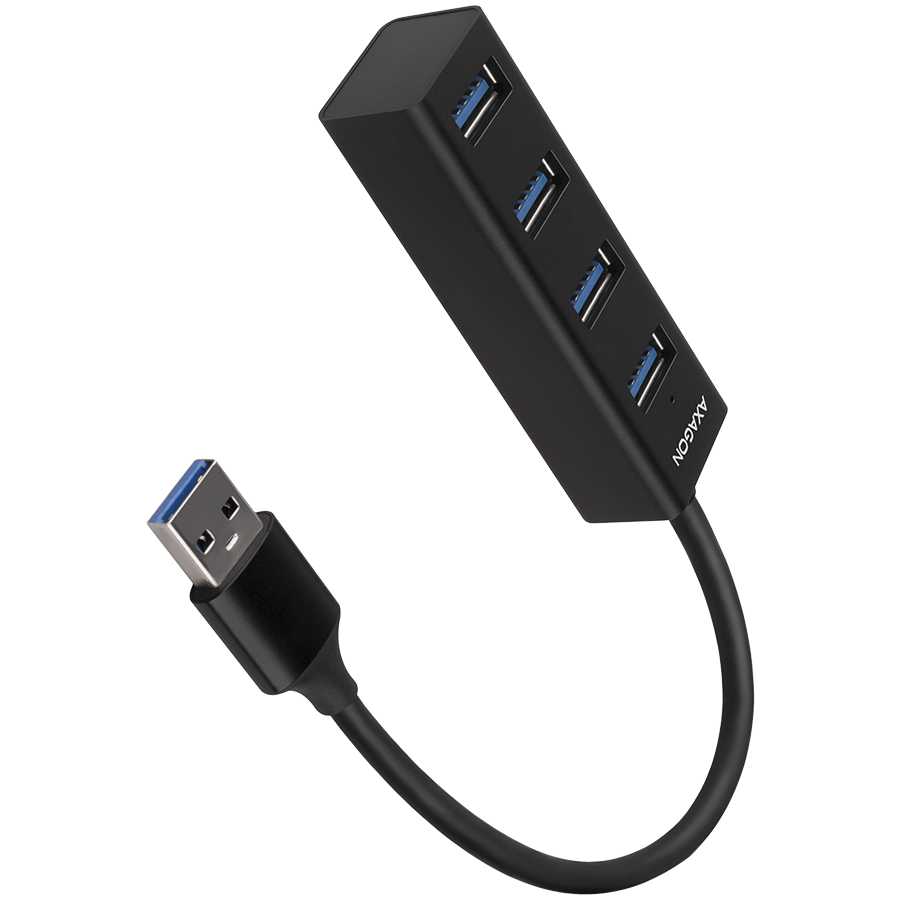 AXAGON HUE-M1A 4x USB3.2 Gen 1 MINI концентратор, металл, кабель USB-A 20см