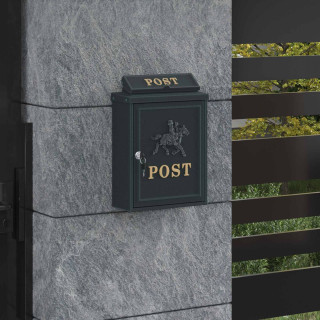 Seinale paigaldatav postkast uksega Roheline 29 x 13 x 41 cm