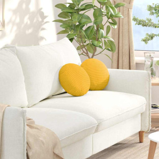 Istumispatjad 2 pcs Helekollane Ø 30 cm Korter kangas