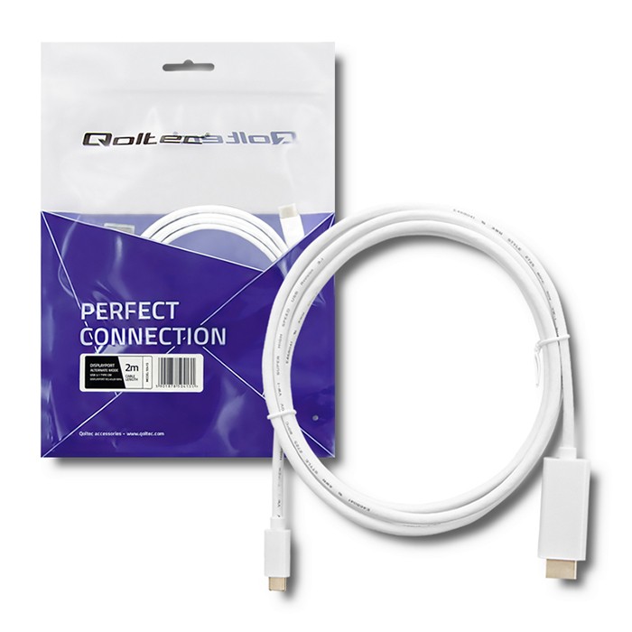 Qoltec Displayport Alternate mode | USB 3.1 type C male | HDMI A male | 4K | 2m