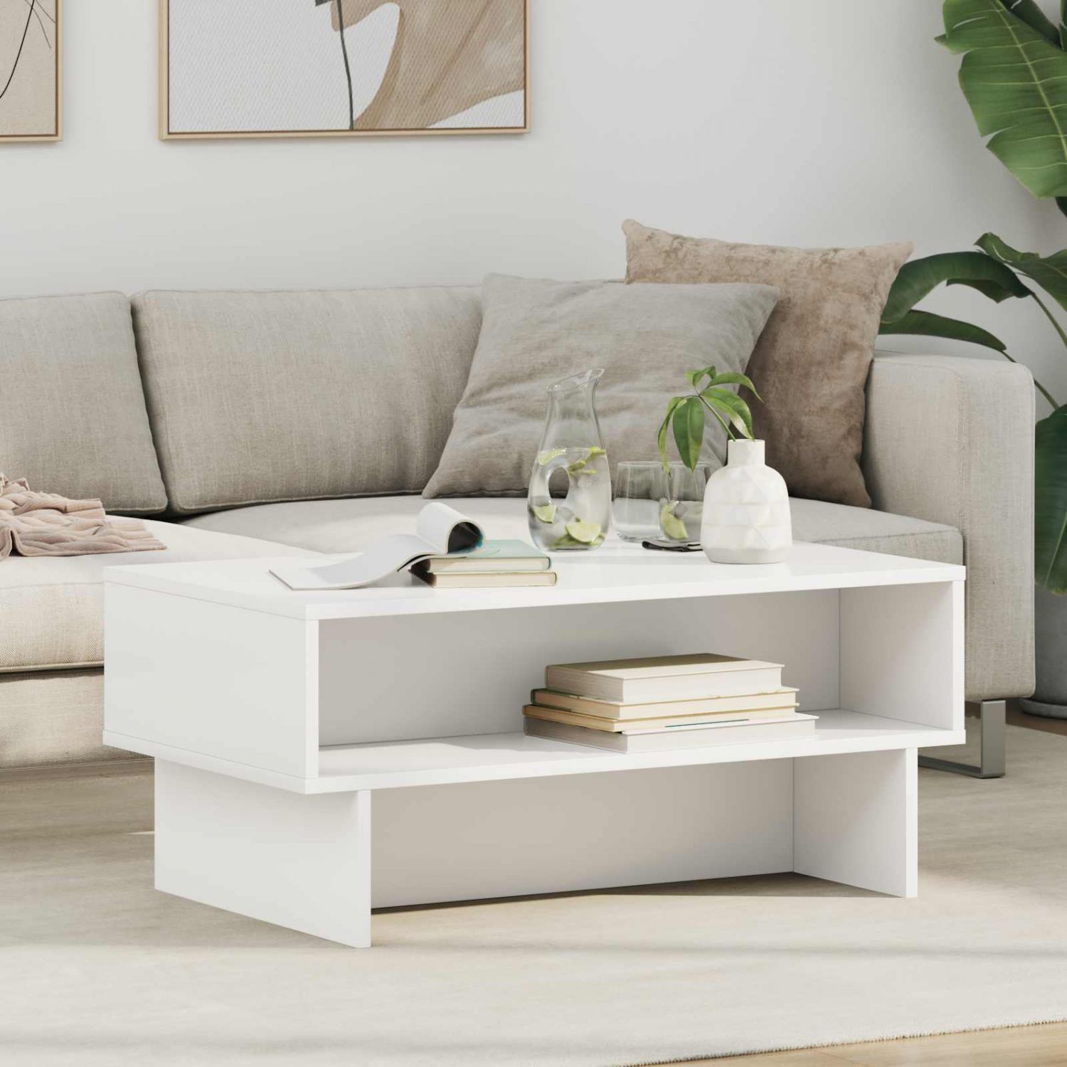 Kohvilaud Valge 80 x 46 x 35 cm Tehispuit