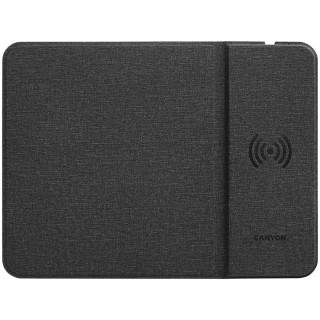 CANYON MP-W5, Коврик для мыши с беспроводной зарядкой, Вход 5В/2А, 9В/2А, Выход 5Вт/7.5Вт/10Вт, 324*244*6мм, кабель USB Type C длиной 1м, Черный, 220г