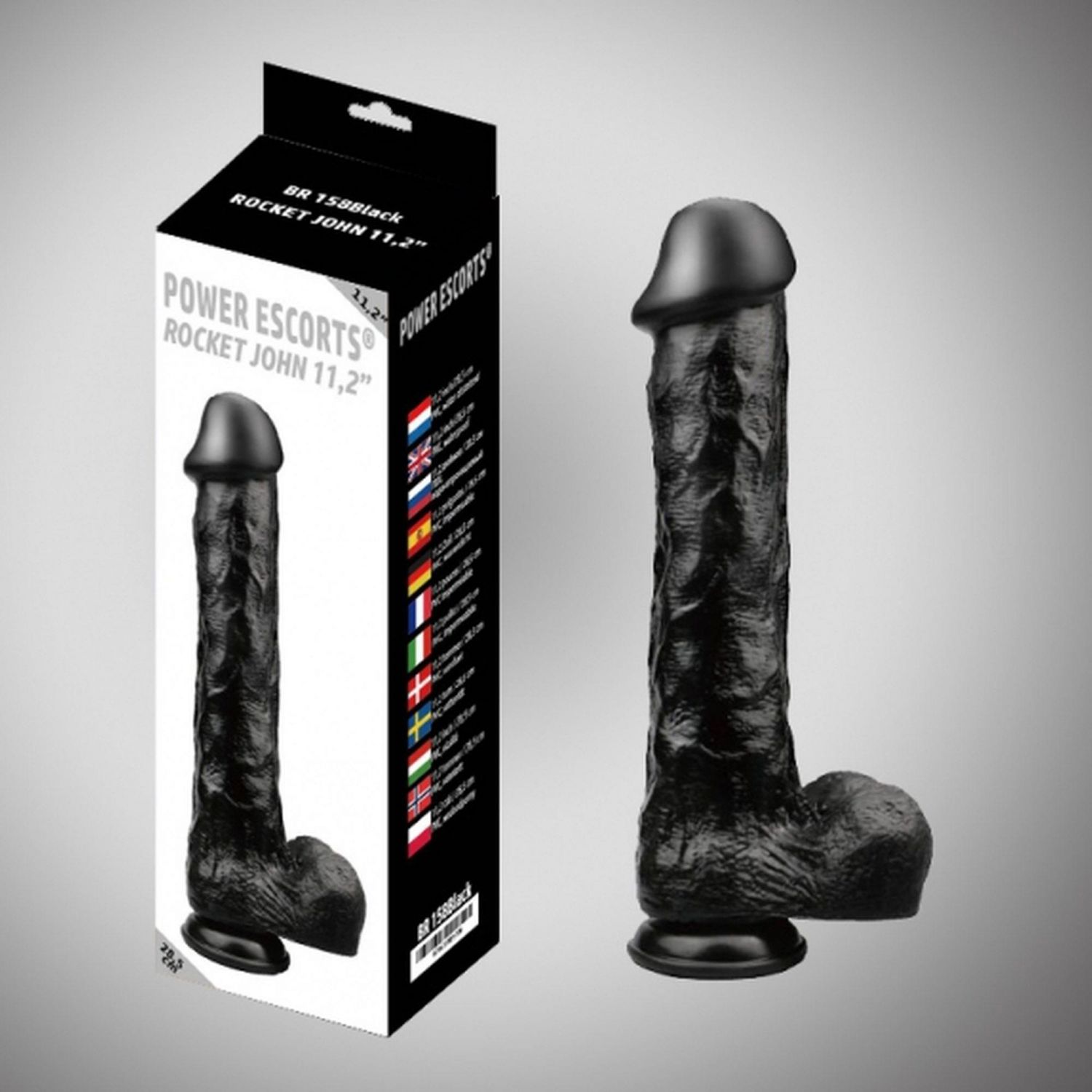 Rocket John Black Dildo 11,2 дюйма / 28,5 см
