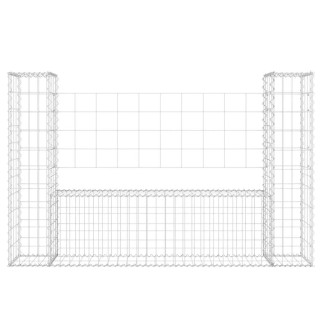U-kujuline gabioonkorv 2 postiga, raud, 140x20x100 cm