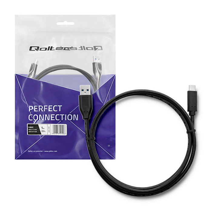 Qoltec Cable USB 3.1 type C male | USB 3.0 A male | 1m