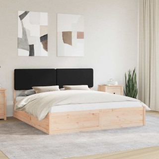 Voodiraam Pehme Peatoega peaga Must 200 x 200 cm Tahke mänd