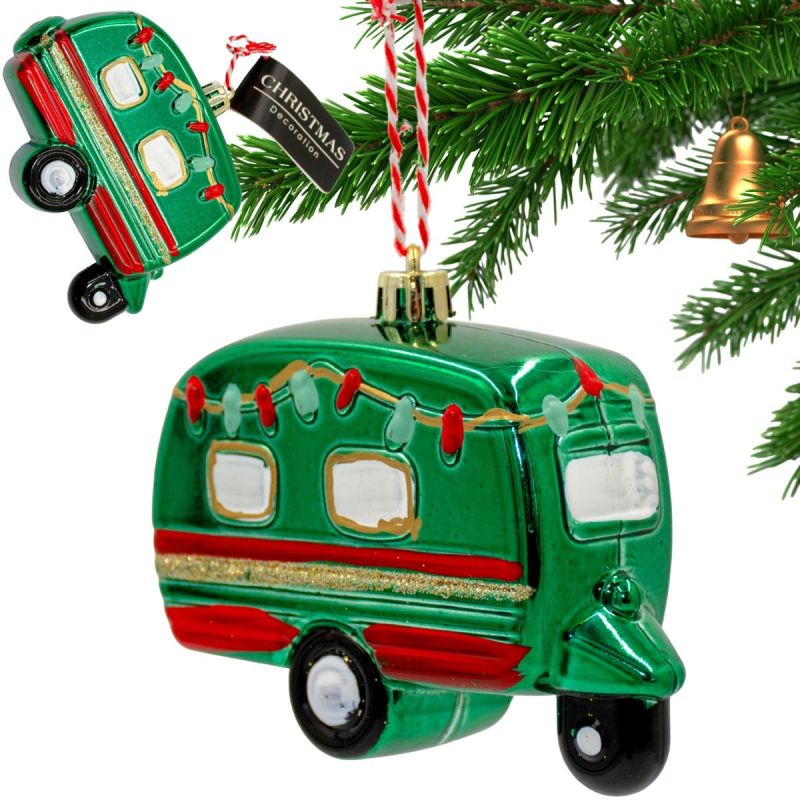 HANGING DECORATION BALL CARAVAN GREEN