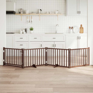 kokkupandav koeravärav uksega, 4 paneeli, pruun tamm, 320 cm