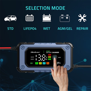 Qoltec Battery charger with repair function | Intelligent microprocessor charger | 12V | 7A | LED | 4 modes