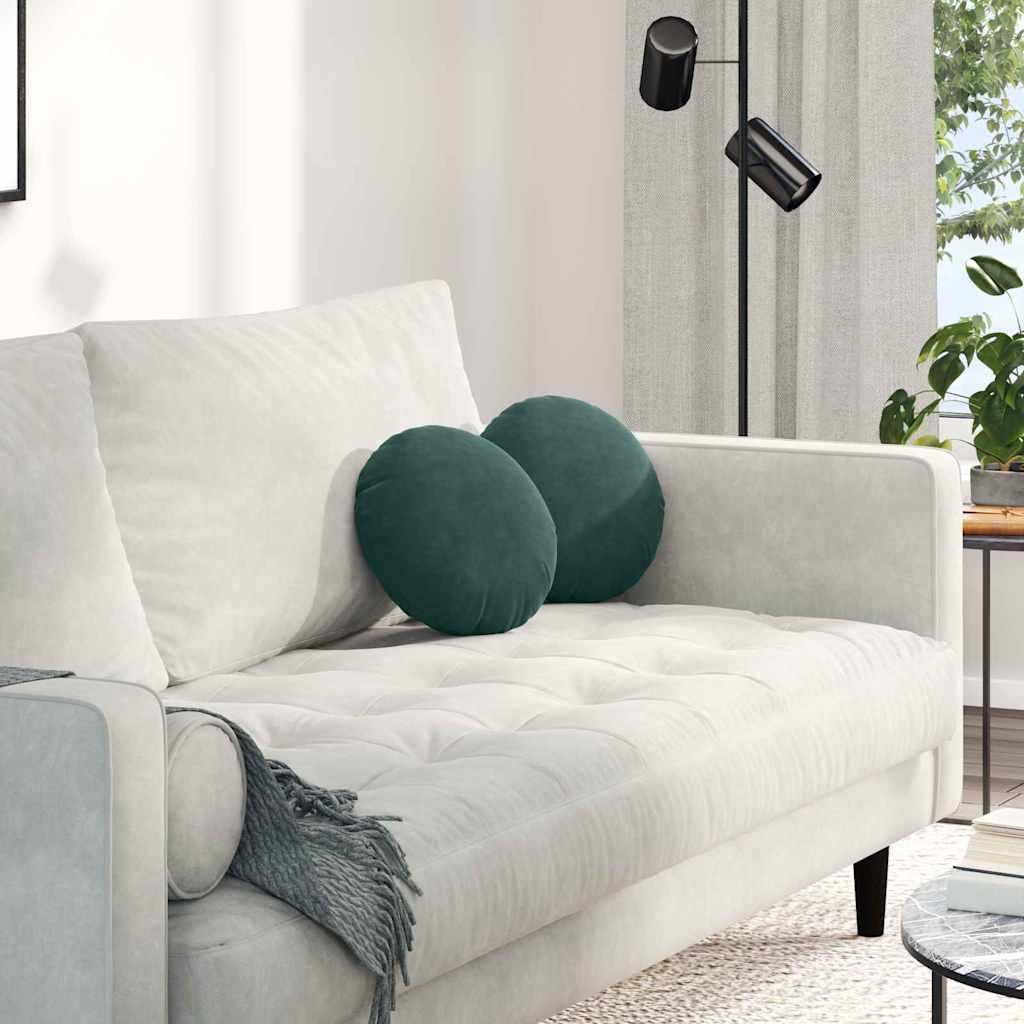 Istumispatjad 2 pcs Tume rohelise Ø 40 x 13 cm Samet