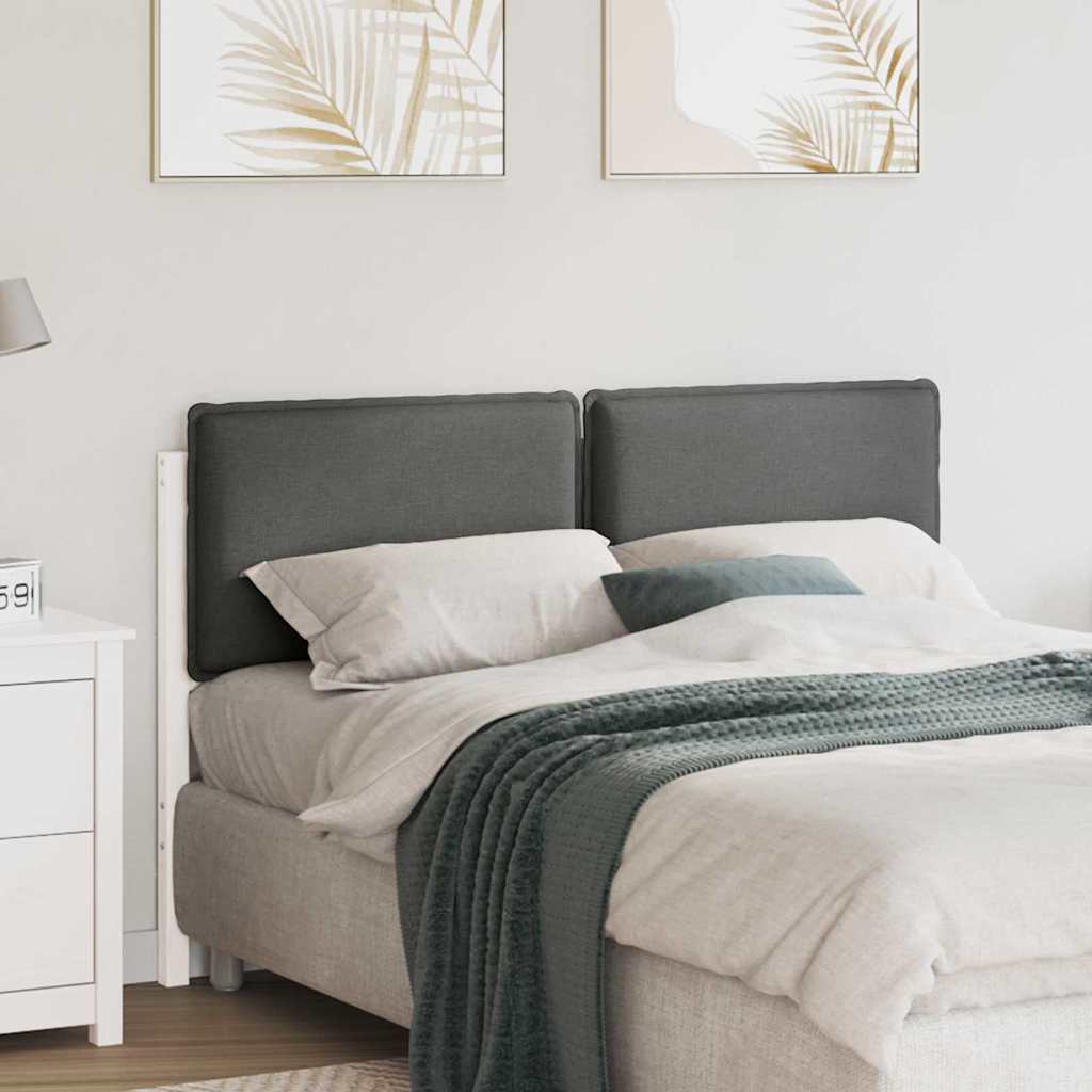 Polsterdatud voodiots peaga Valge ja helehall 135 cm Tahke mänd