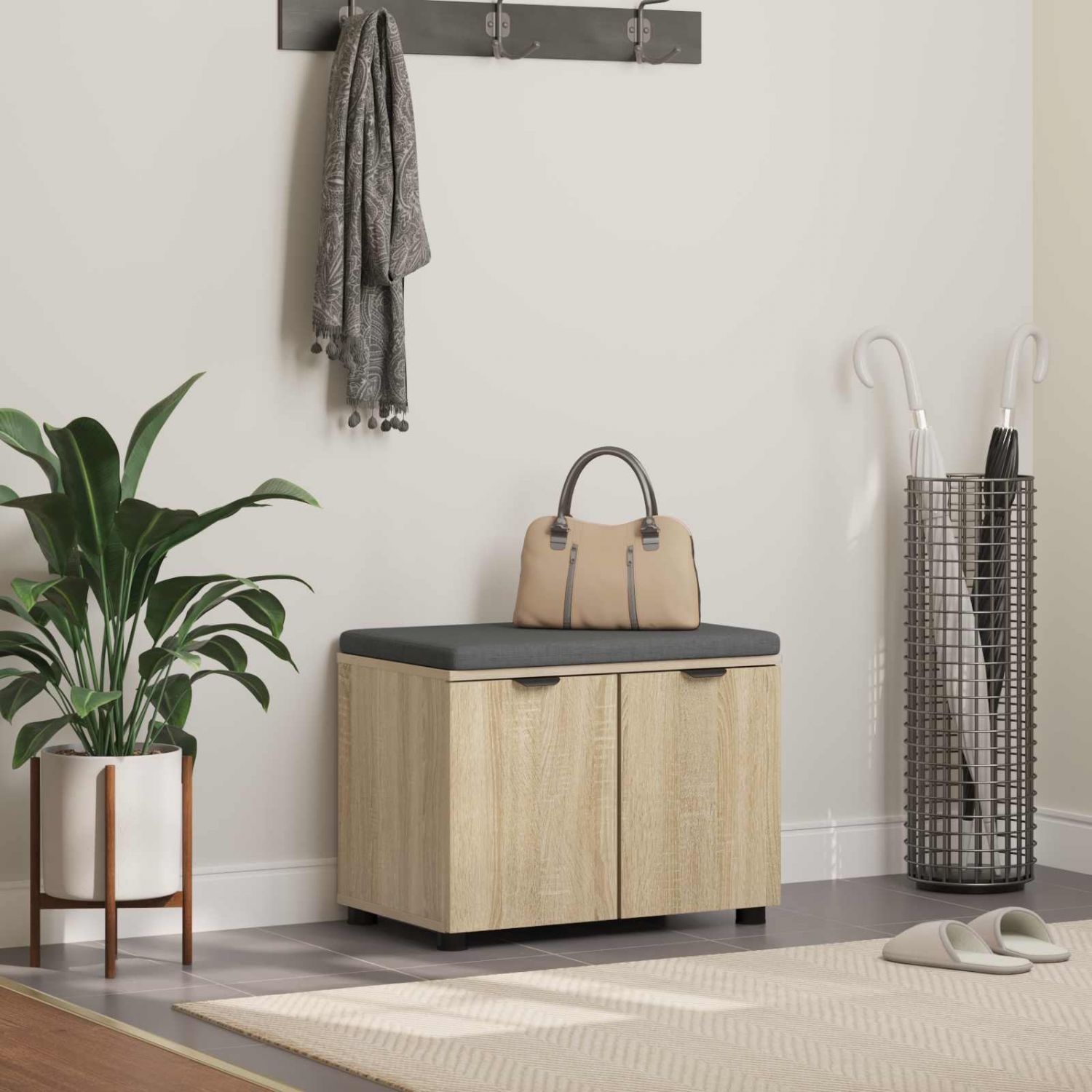 Hallipink padjaga ladustamisega Sonoma tamm 60 x 38 x 46 cm