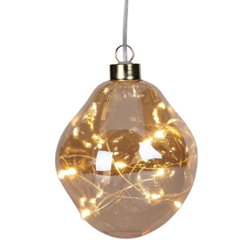 GLASS BALL MATRIX DROP LED 10CM GOLD