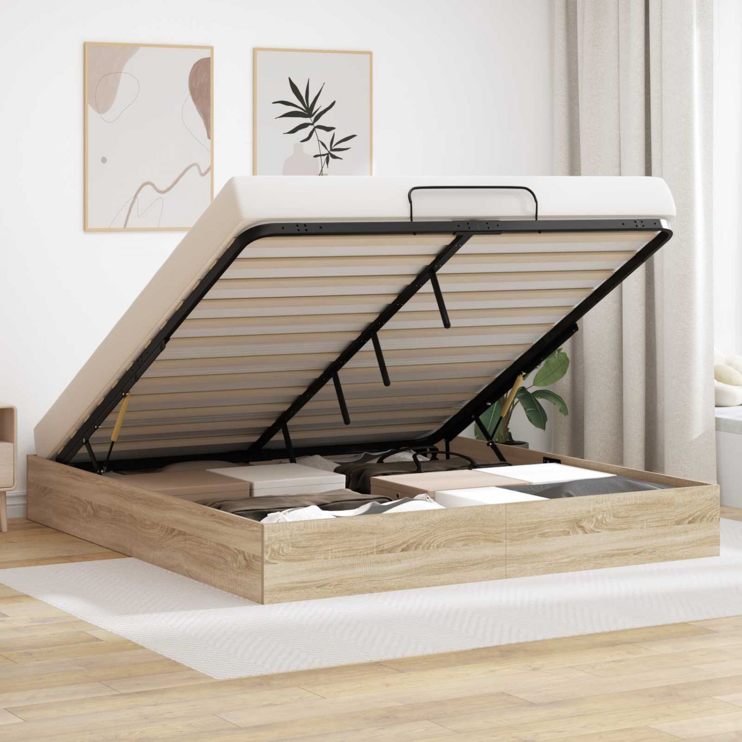 Ottomani voodiraam Sonoma tamm 193 x 120 x 25 cm Saepuruplaat