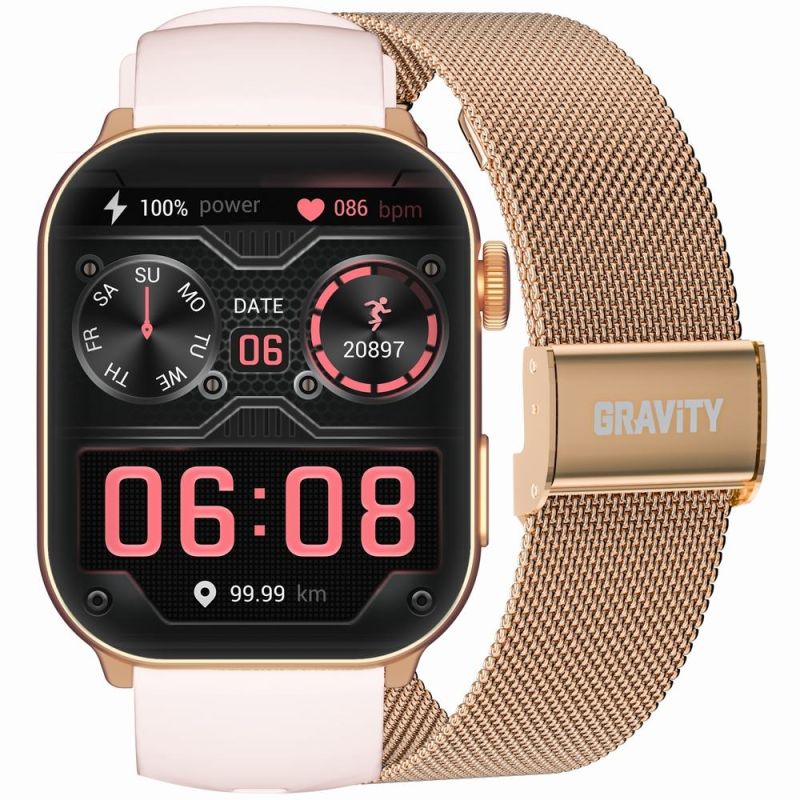 GRAVITY GT28-6 Women's Smartwatch Strap + Bracelet Rose Gold Pink