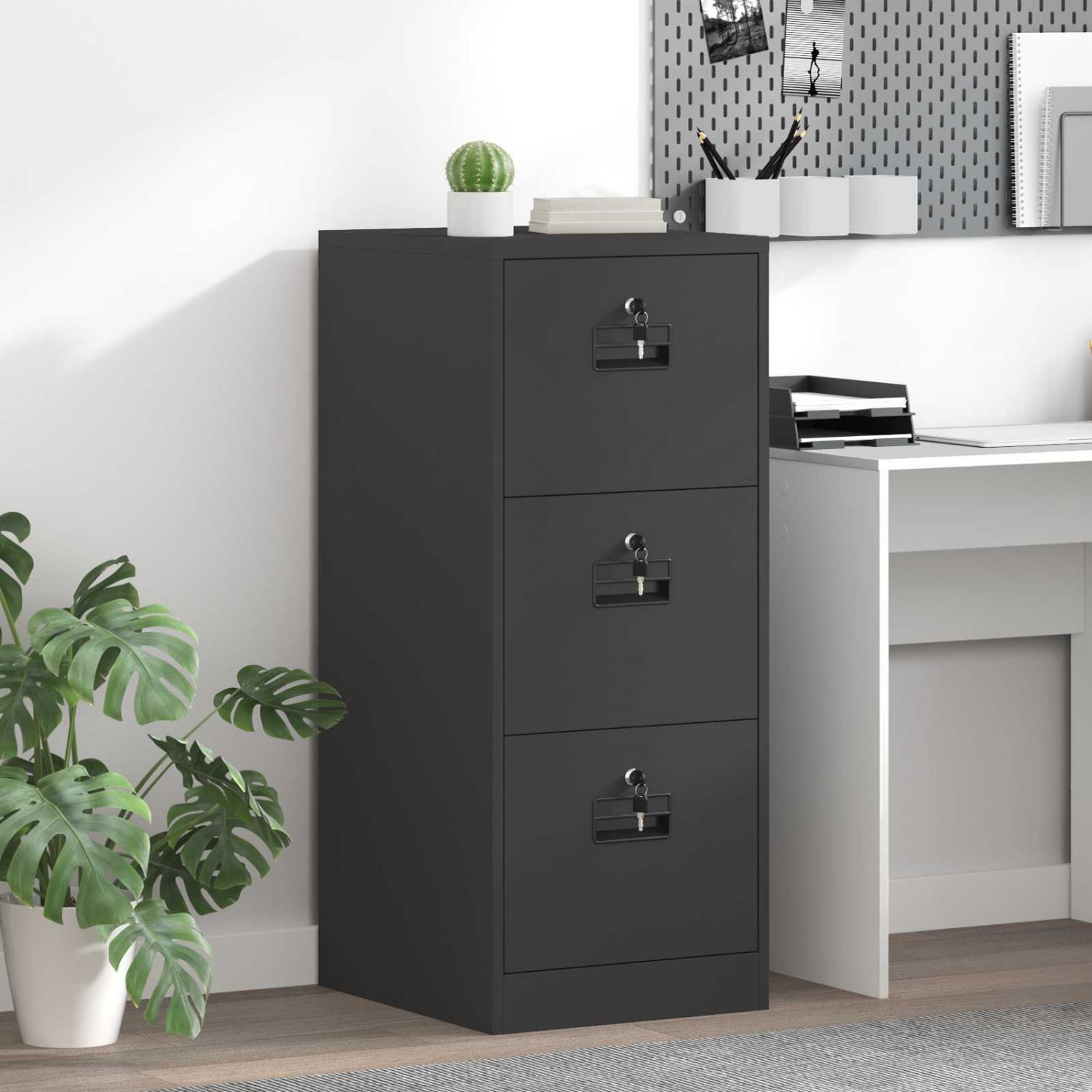 Failikapp sahtliga Must 44 x 50 x 106.5 cm Külmvalsitud teras