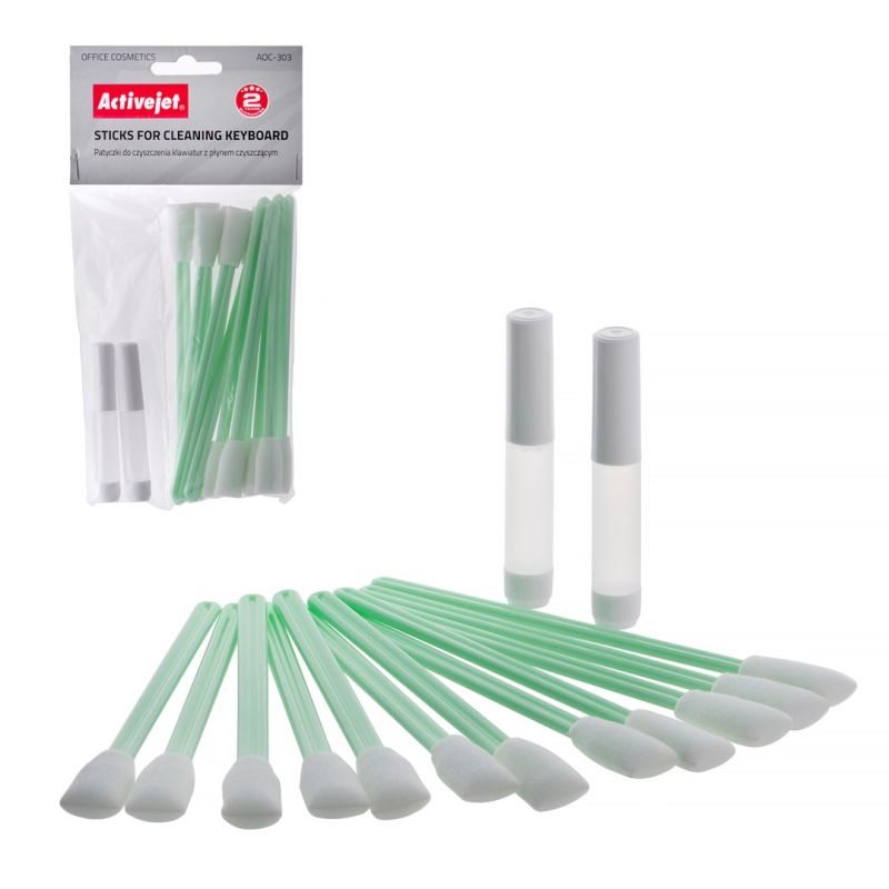 Activejet AOC-303 Cotton keyboard cleaning sticks, 12 pieces per pack.