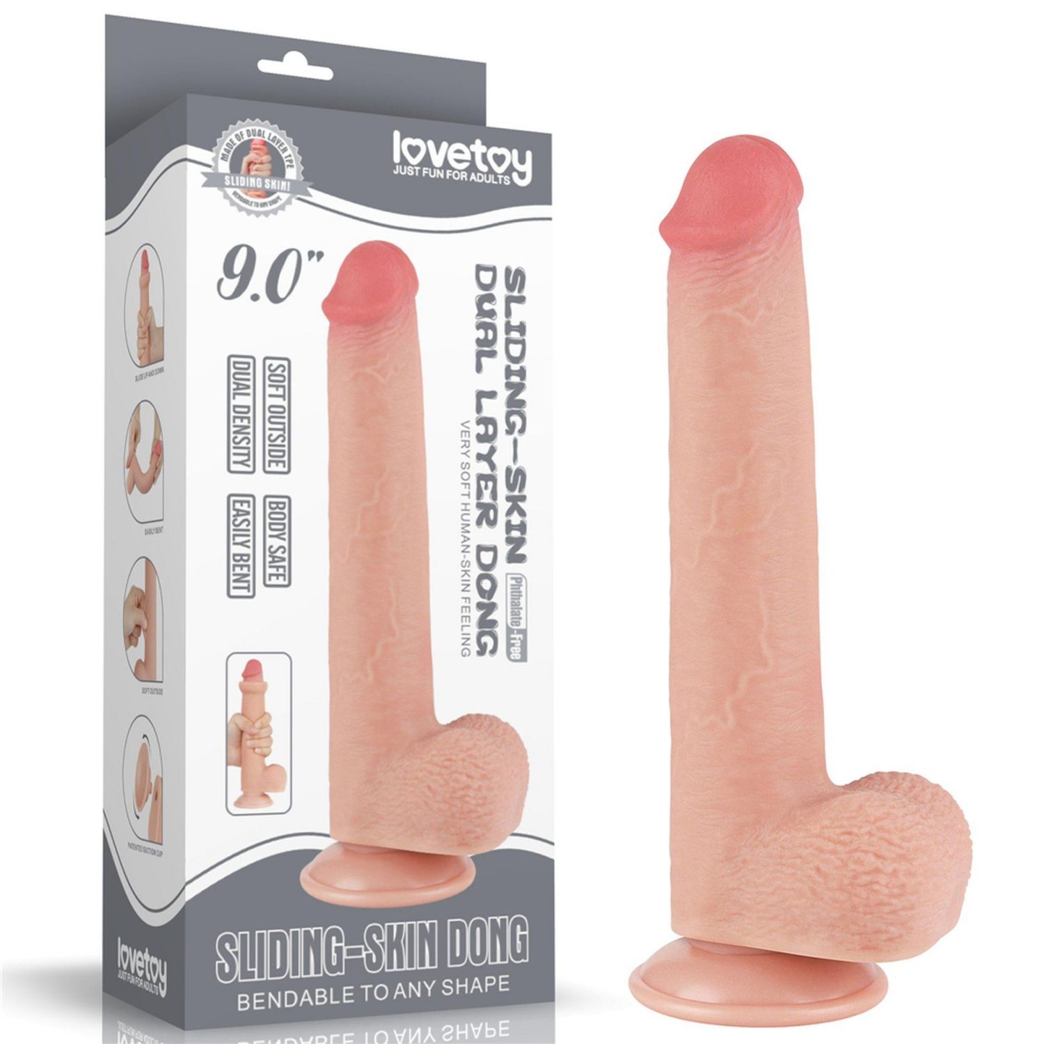 9-tolline libiseva nahaga kahekihiline dildo