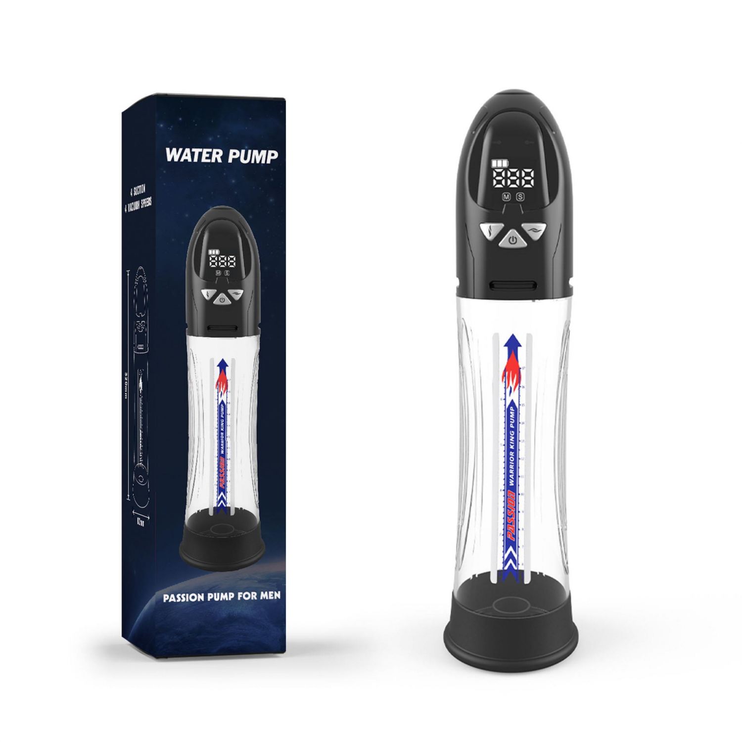 Помпа PASSION PUMP, ПРЕМИАЛЬНАЯ ПЕРЕЗАРЯЖАЕМАЯ АВТОМАТИЧЕСКАЯ ВОДОНЕПРОНИЦАЕМАЯ ПОМПА С LCD-ДИСПЛЕЕМ
