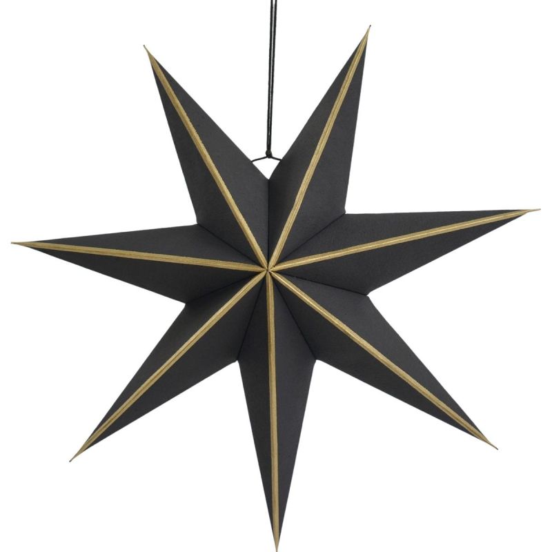 DECORATIVE HANGING PAPER STAR FSC 18x75CM BLACK 7 ARMS MICA
