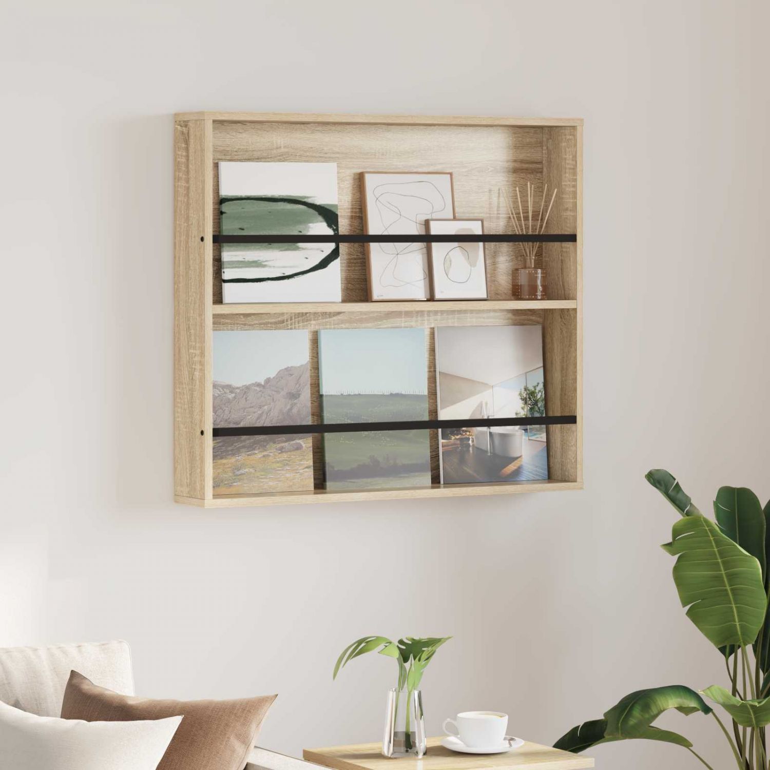 Ajakirja riiul riiuliga Sonoma tamm 80 x 12 x 70 cm Tehispuit