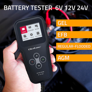Qoltec Digital Battery Analyzer Tester 3-in-1 with LCD and multi-language 6V | 12V | 24V | 10Ah-200Ah