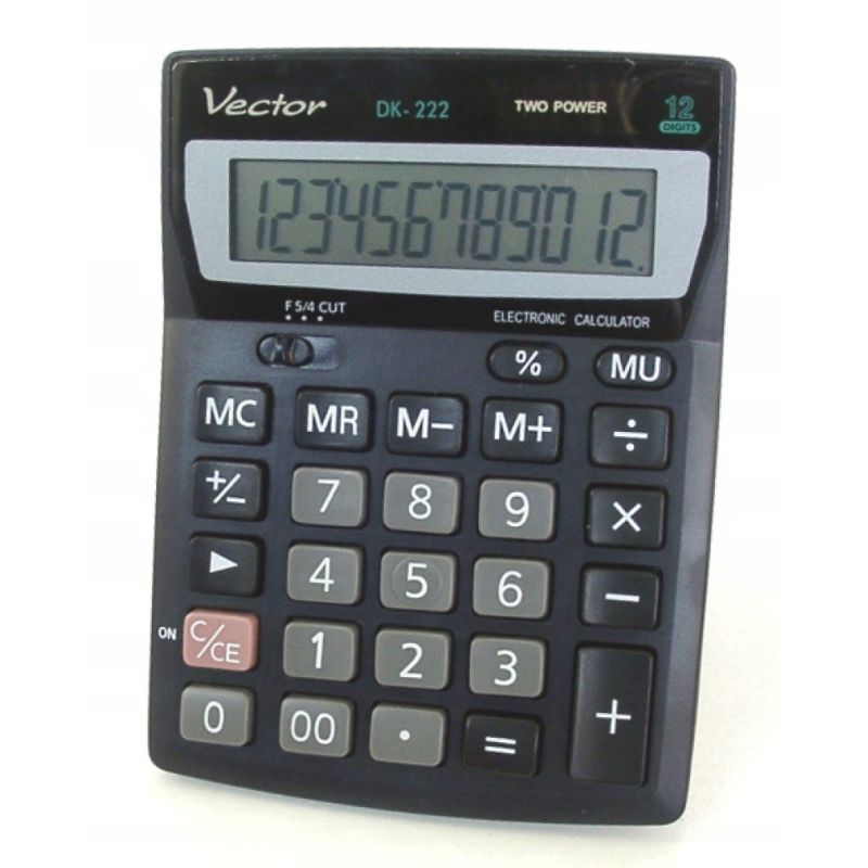 Vector KAV DK-222 desktop calculator, 12-digit, 103x137mm, black