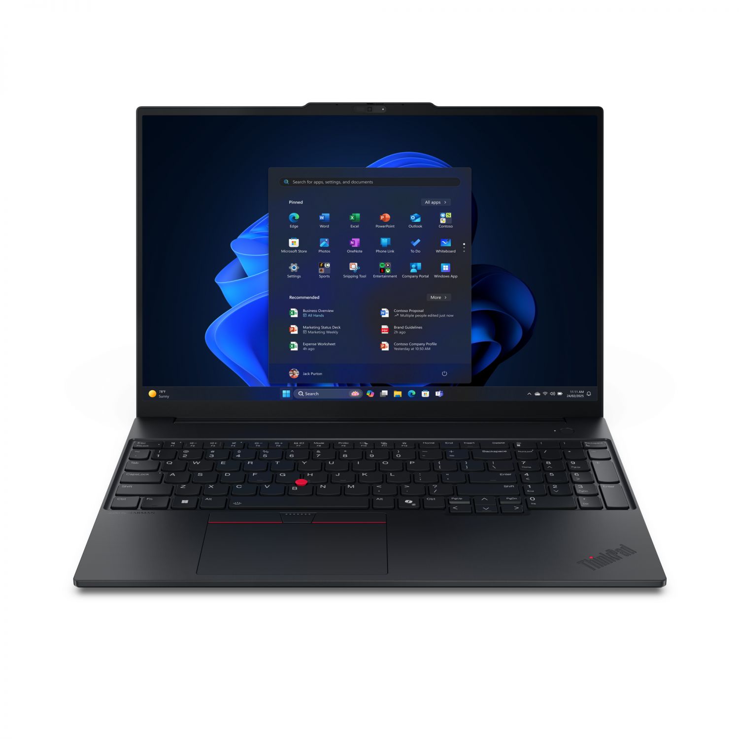 Lenovo ThinkPad E16 Gen 3 Core™ 7 240H 512GB SSD 16GB 16 (1920x1200) WIN11 Pro ECLIPSE BLACK Backlit Keyboard FP Reader 1-year on-site warranty.