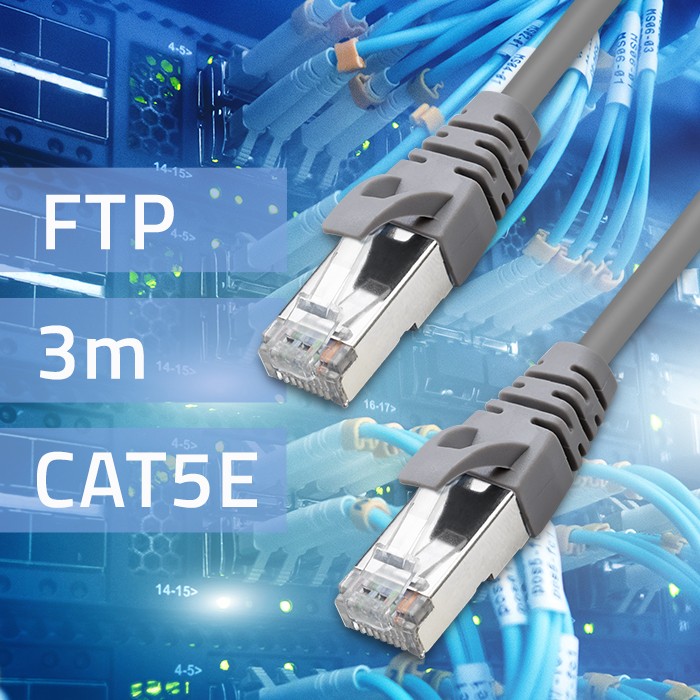 Qoltec Cable Patchcord FTP | CAT5e | 2 x RJ-45 | 3m | High speed | Gold | Shielded