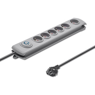 Qoltec Surge protector | 6 sockets | 1.8m | Grey