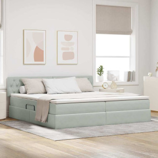 Laos voodi madratsiga peaga Helehall 200 x 200 cm Samet