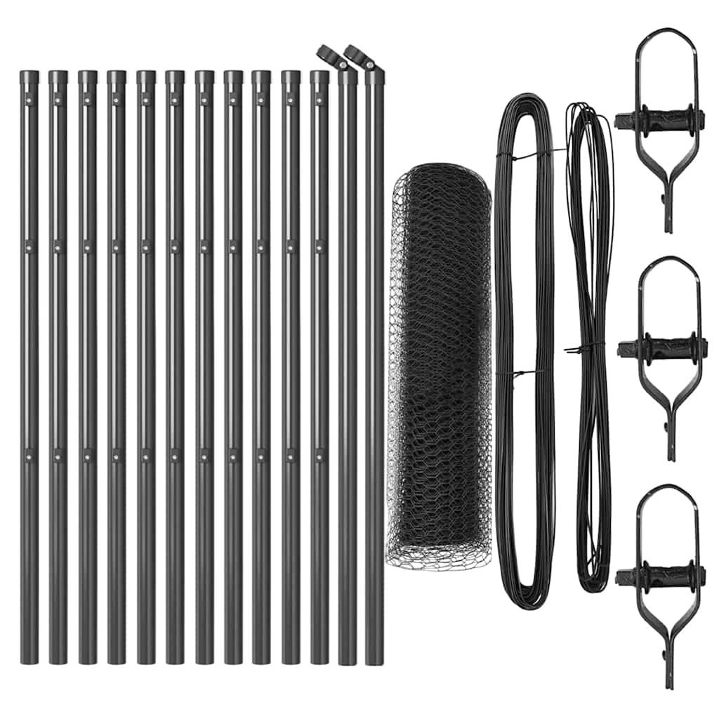 Aed koos postidega Hall 0.8 x 25 m PVC kaetud teras