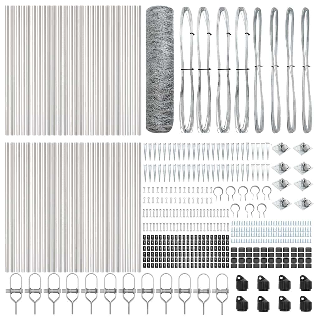 Aed koos postidega Hõbedane 0.8 x 100 m PVC kaetud teras