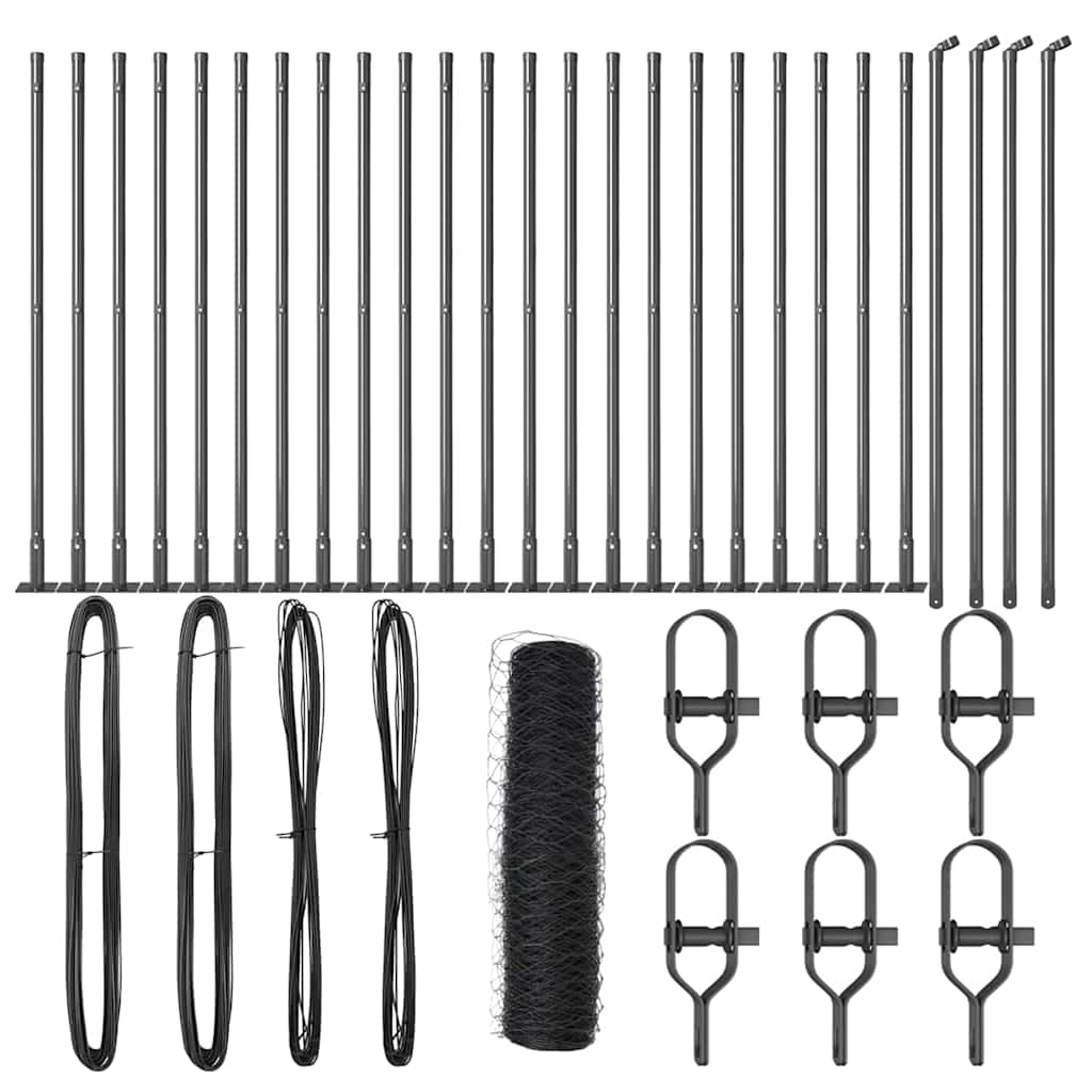 Aed koos postidega Hall 1 x 50 m PVC kaetud teras