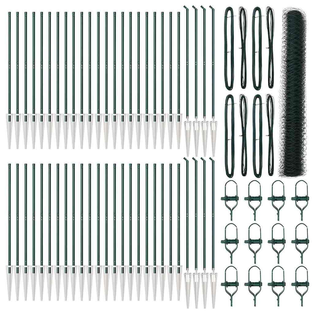 Aed koos postidega Roheline 1.4 x 100 m PVC kaetud teras