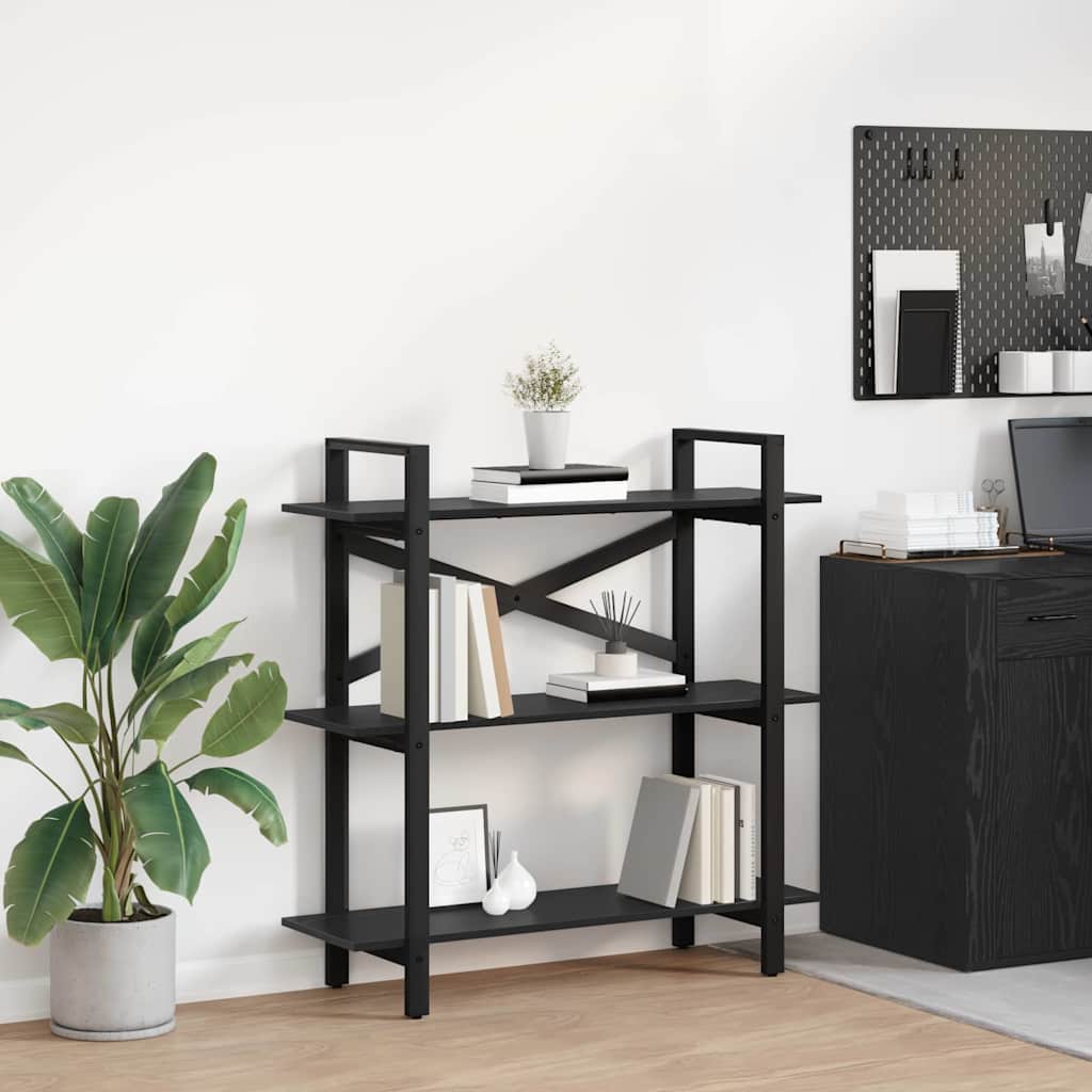 Raamatukapp Must tamm 100 x 33,5 x 102 cm Tehispuit