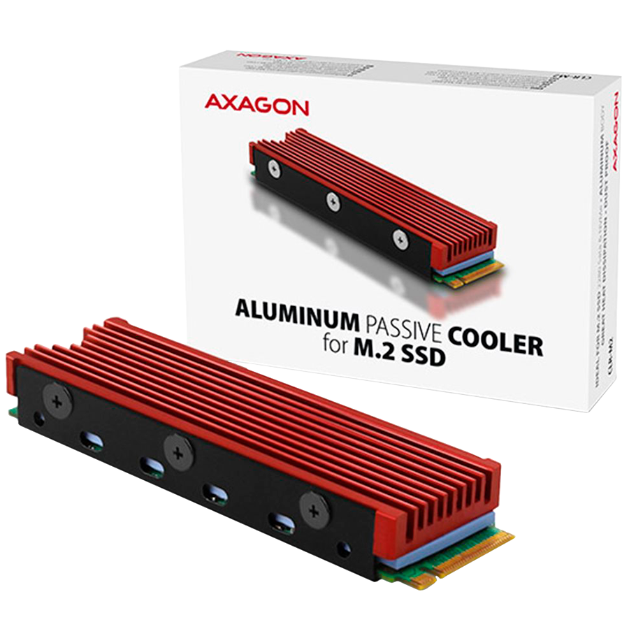 AXAGON CLR-M2 пассивный - M.2 SSD, 80мм SSD, алюминиевый корпус, силиконовые термопрокладки