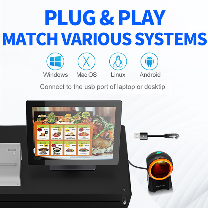 Qoltec Stationary barcode reader and QR code scanner | 1D 2D | USB