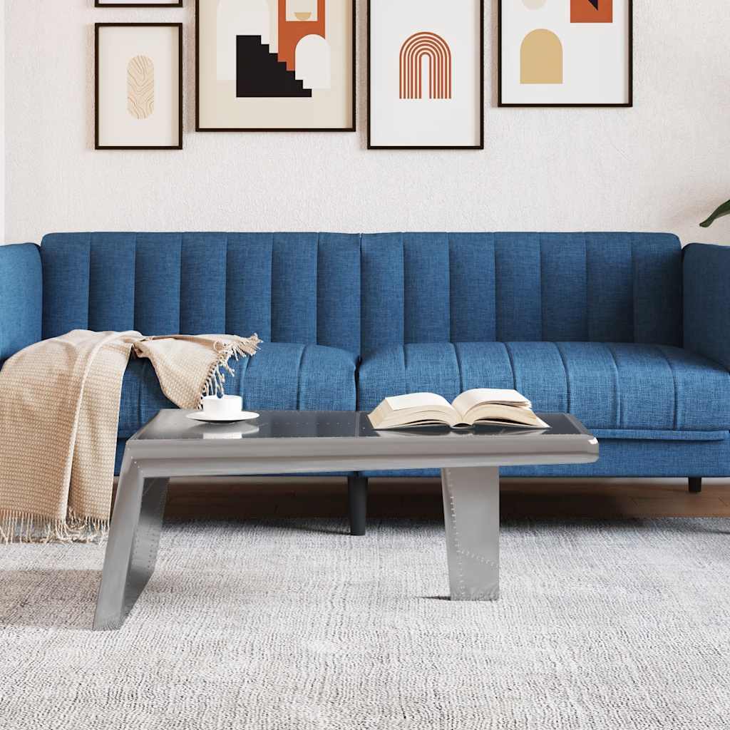 журнальный столик в стиле винтажного самолета, алюминий