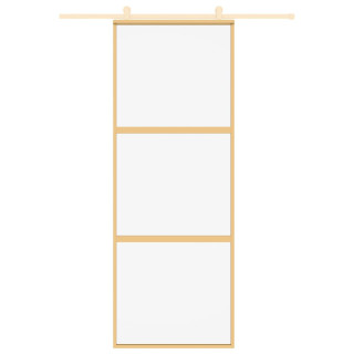 раздвижная дверь, золото, 76x205 см, прозрачное стекло ESG и алюминий