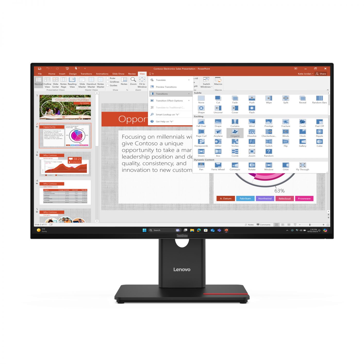 Lenovo Monitor  ThinkVision T27-40 Black (27 )